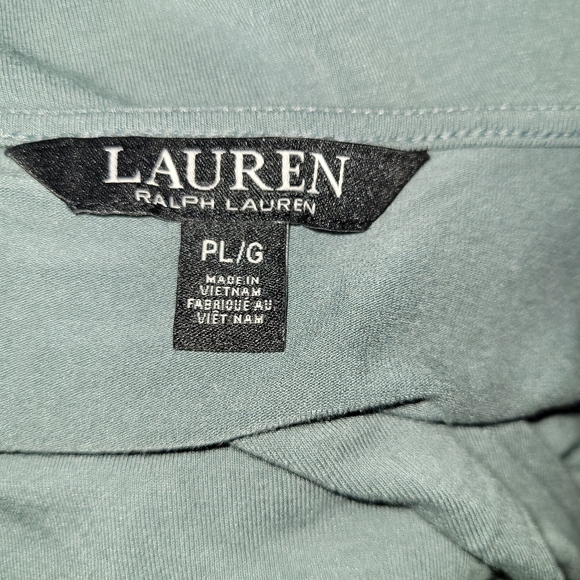Lauren Ralph Lauren Faux Wrap Peplum Blouse- Sage Green - Picture 6 of 10